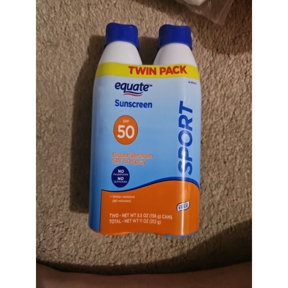 Equate Sport Broad Spectrum Sunscreen Spray, SPF 50, Twin Pack, Safe & Effective
